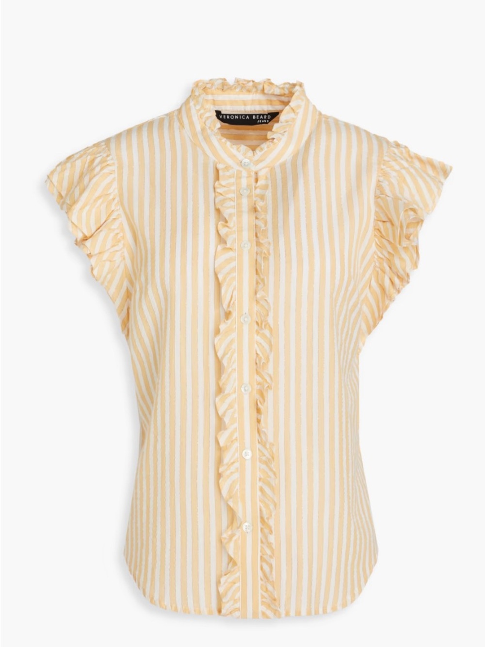 Veronica Beard women’s  Tenille yellow Striped Ruffle top size small